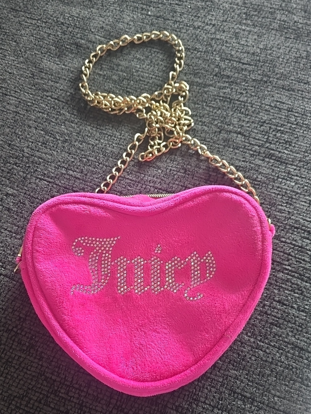 Juicy Couture Hot Pink Heart Shoulder Bag with Gold Chain